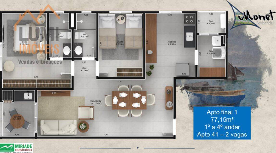 Apartamento Em construção Centro Residencial Monet - Parcelamento em 108X