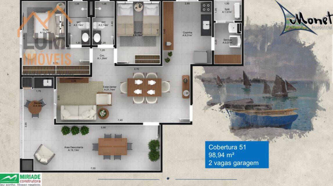 Apartamento Em construção Centro Residencial Monet - Parcelamento em 108X