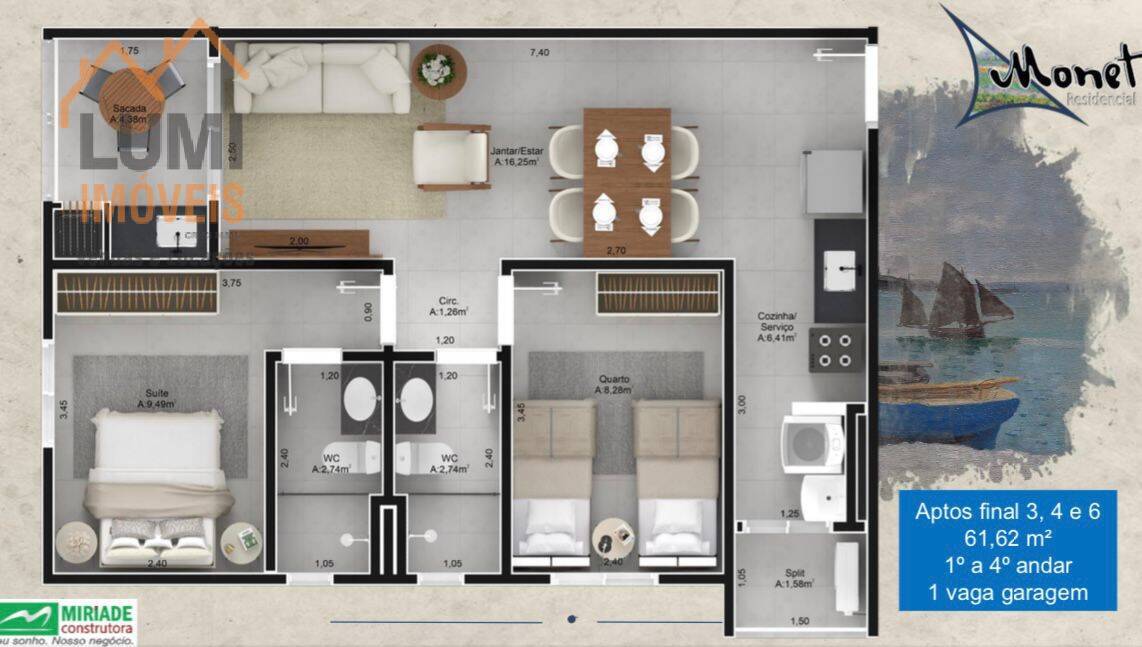 Apartamento Em construção Centro Residencial Monet - Parcelamento em 108X